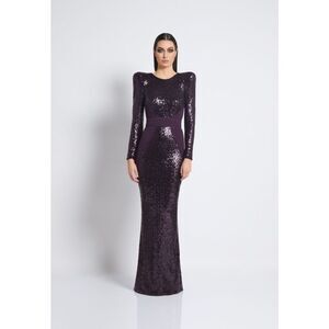 ZHIVAGO Women’s Super Rad Long-sleeve Sequined Gown In Eggplant Size 4 $700